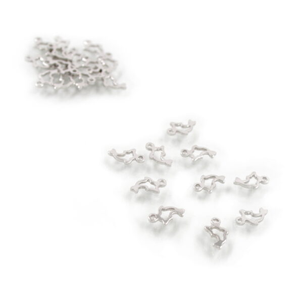 Sterling Silver pendant dolphin shape size 8x6mm [10pcs Bags] – Rhodium Color