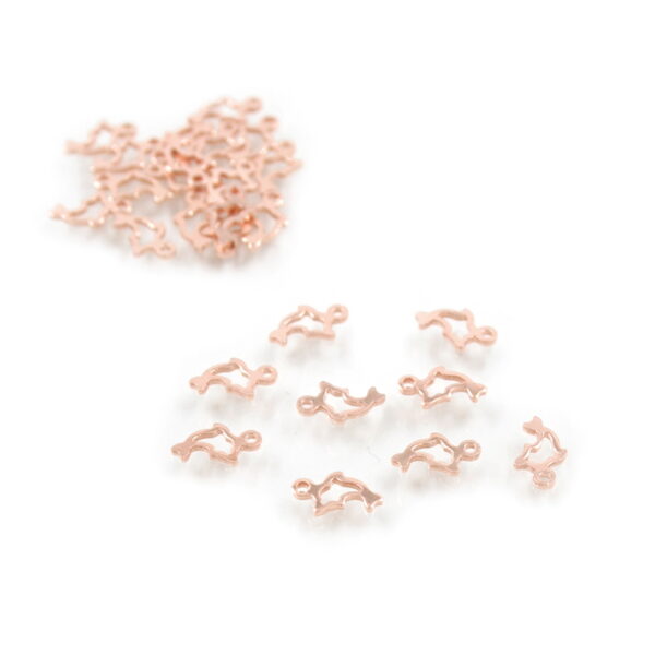 Sterling Silver pendant dolphin shape size 8x6mm [10pcs Bags] – Rose Color