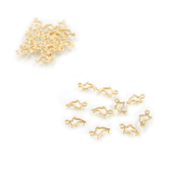 Argento 925‰ ciondolo delfino forato 8x6mm [Buste da 10pz] – Dorato