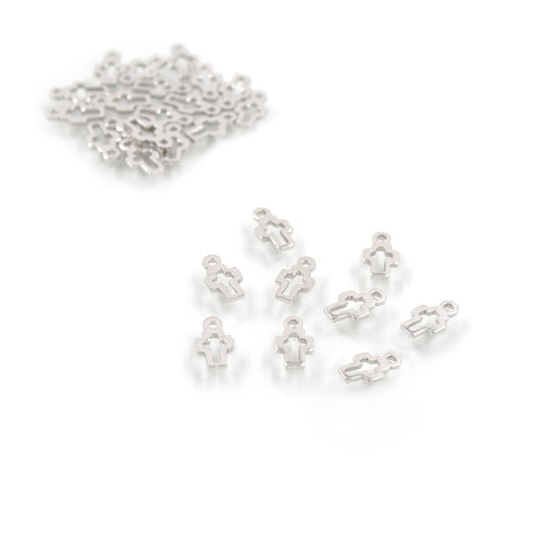 Sterling Silver pendant cross shape size 9x5mm [10pcs Bags] – Rhodium Color