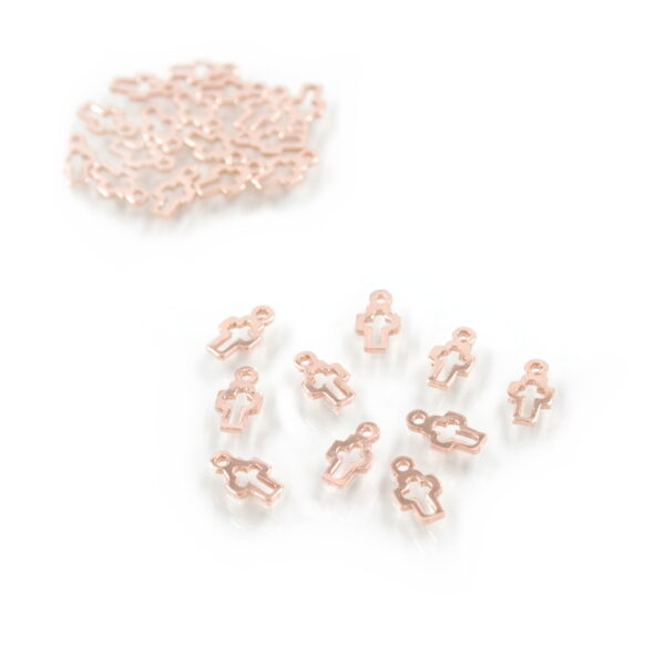 Sterling Silver pendant cross shape size 9x5mm [10pcs Bags] – Rose Color