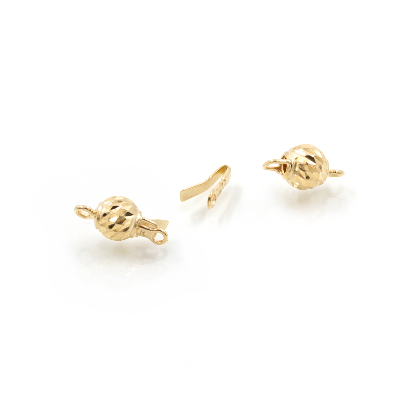 Argento 925‰ chiusura sfera diamantata con linguetta 8mm – Dorata