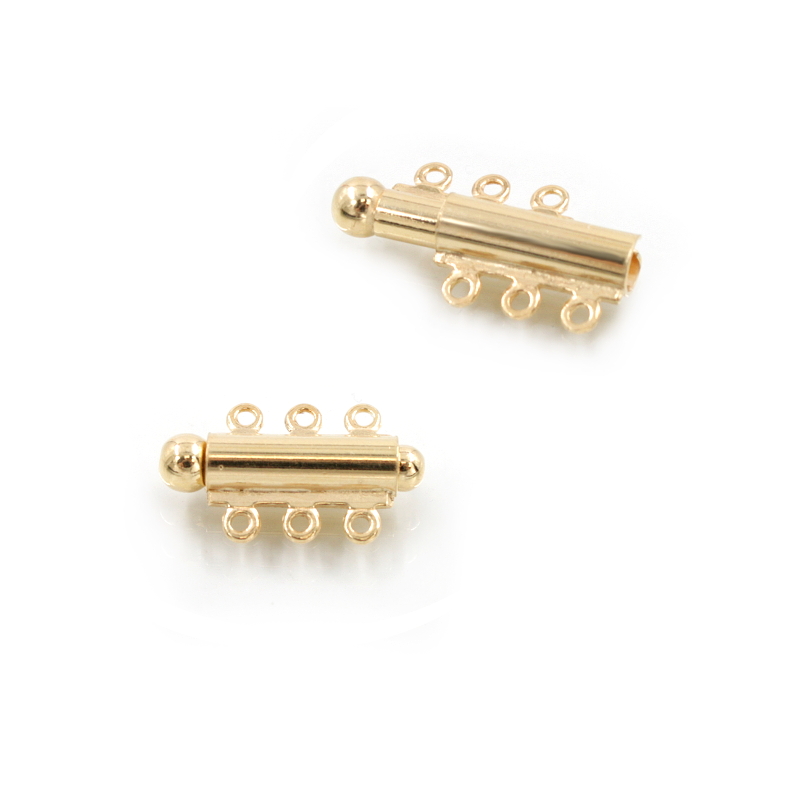 Argento 925‰ chiusura cilindrica a scorrimento a 3 fili – Dorata