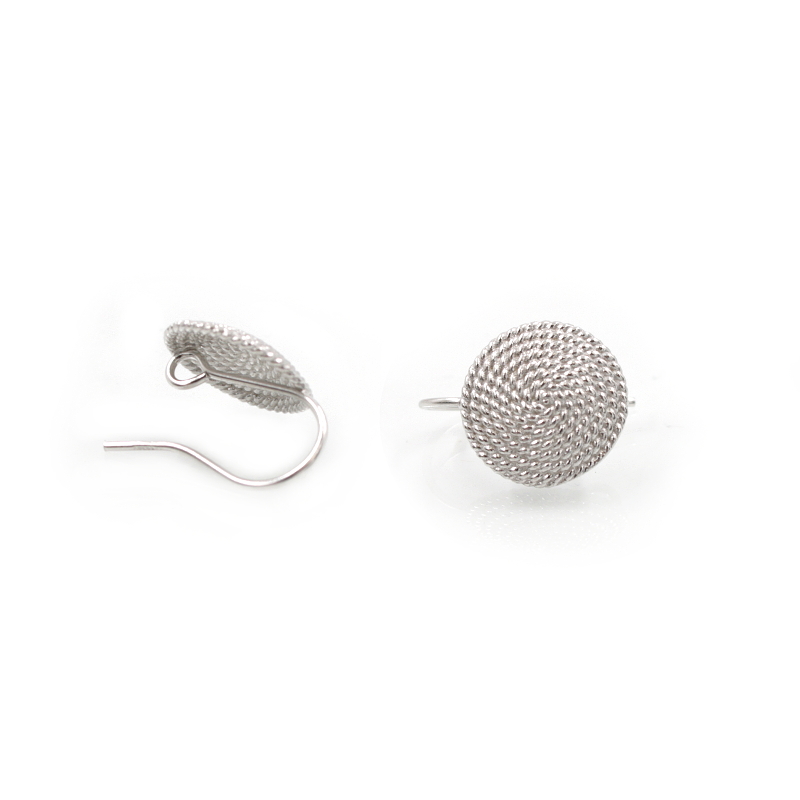 Orecchini argento tondi granulato 15mm – Rodiati
