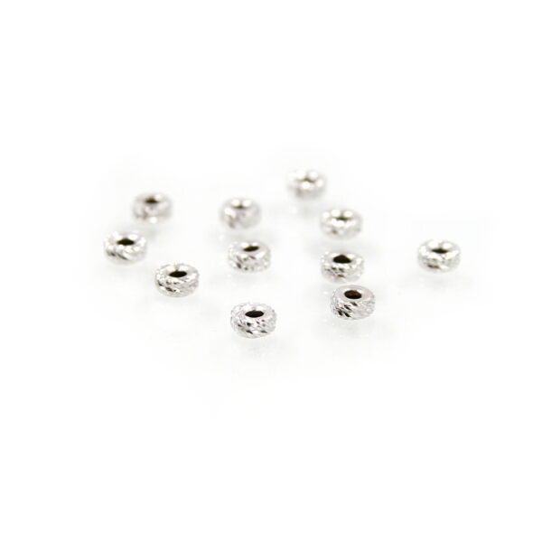 Sterling Silver diamond surface washer shape size 4mm – Rhodium Color