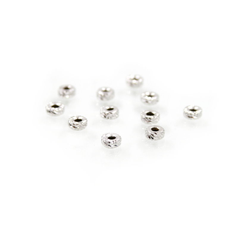 Argento 925‰ distanziatori rondella diamantata 4mm – Rodiati