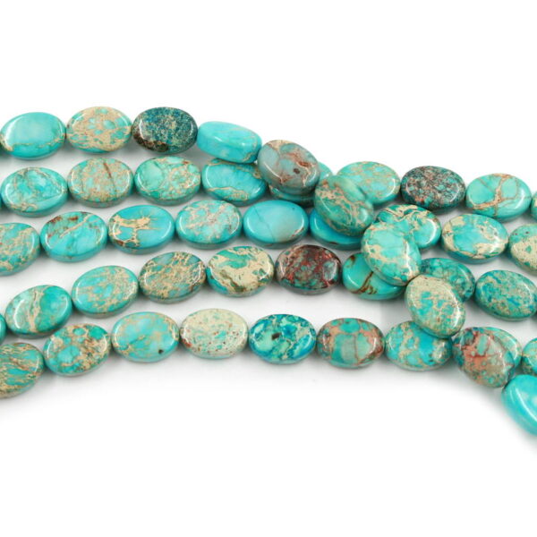 Blu Imperial Jasper strands flat oval 14x10mm