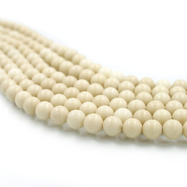 White Fossil Jasper strands round beads 6mm to 10mm