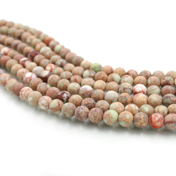 White Frosted Imperial Jasper strands round beads 6mm to 8mm