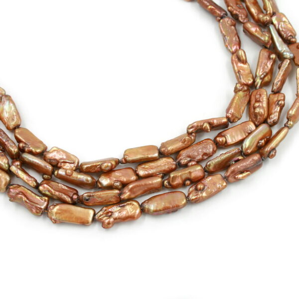 Perle d'Acqua Dolce fili rettangoli piatti da ~20x10mm a ~18x9mm – Marrone