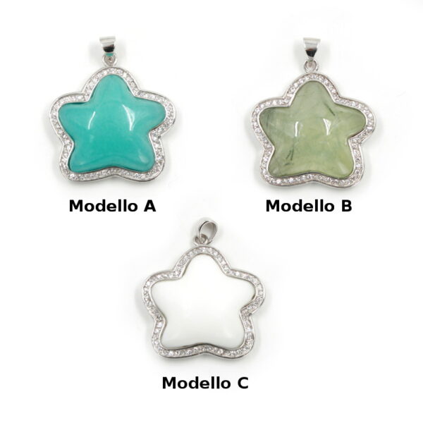 Sterling Silver Pendant with semiprecious stones and zircons