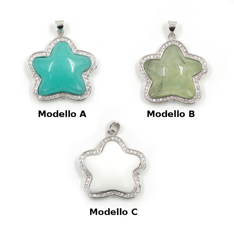Pendente in Argento 925‰ con pietre dure e zirconi