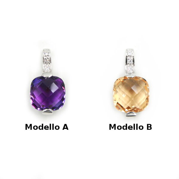 Sterling Silver Pendant with zircons and hydrotermal stone