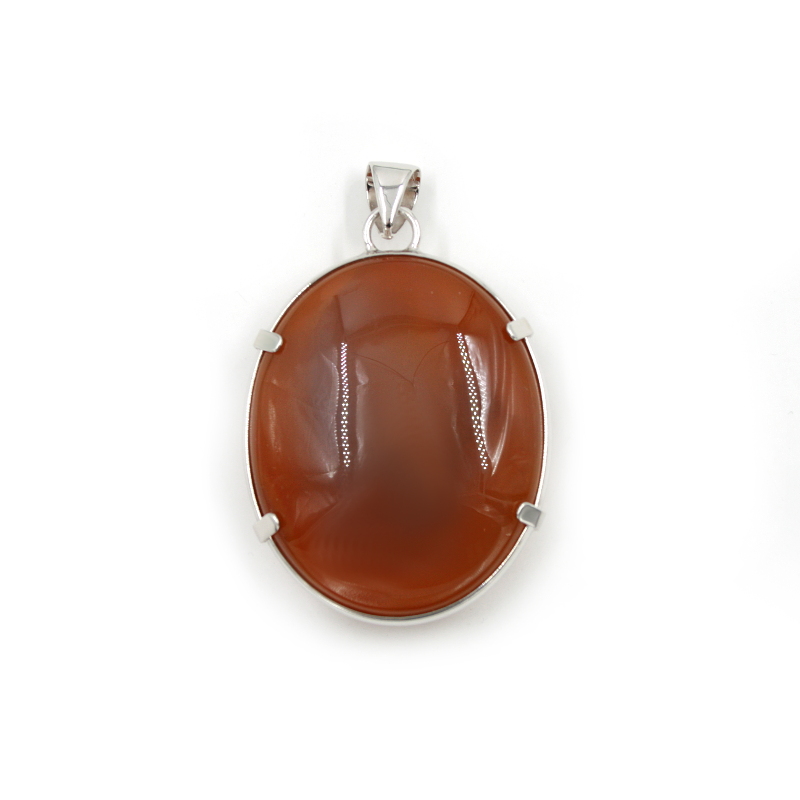 Sterling Silver Pendant carnelian oval shape