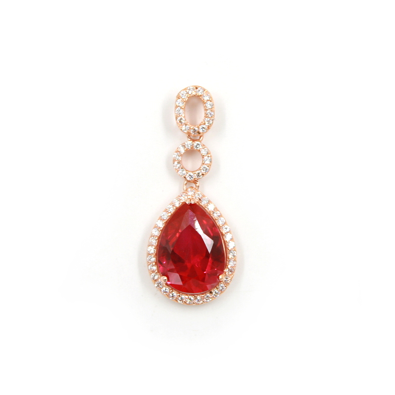 Pendente in Argento 925‰ con zirconi e idrotermale a goccia