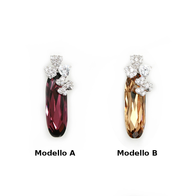 Pendente in Argento 925‰ con zirconi e idrotermale a goccia