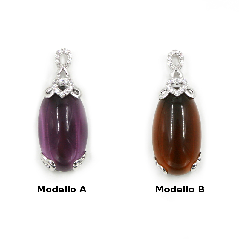 Pendente in Argento 925‰ con zirconi e idrotermale