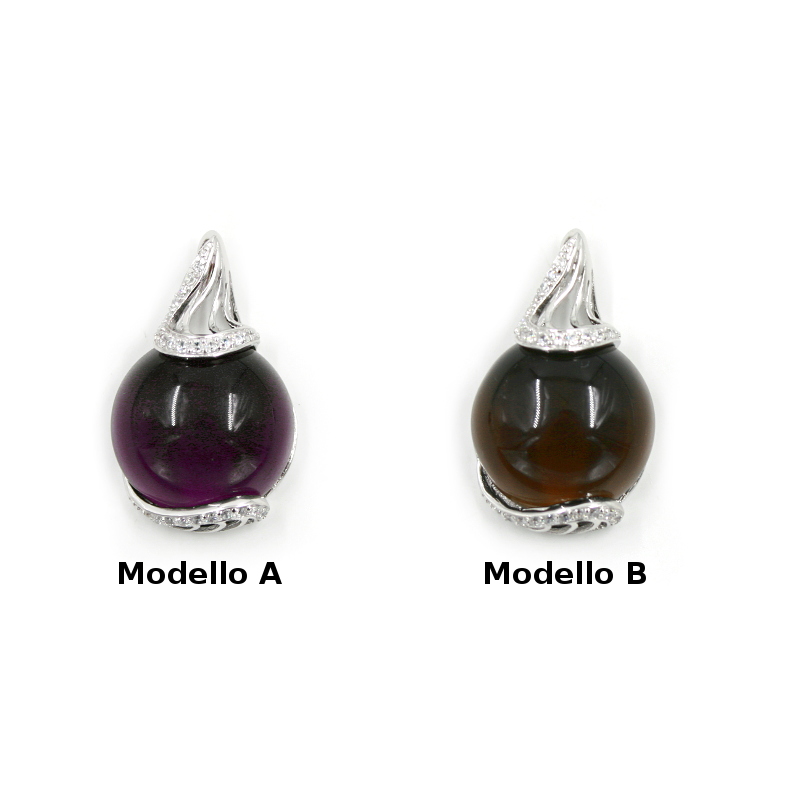 Pendente in Argento 925‰ con zirconi e idrotermale