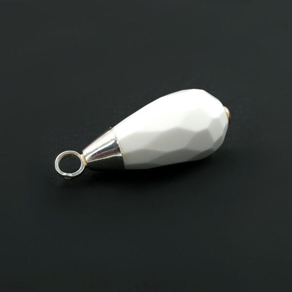 Sterling Silver Pendant with white agata drop shape
