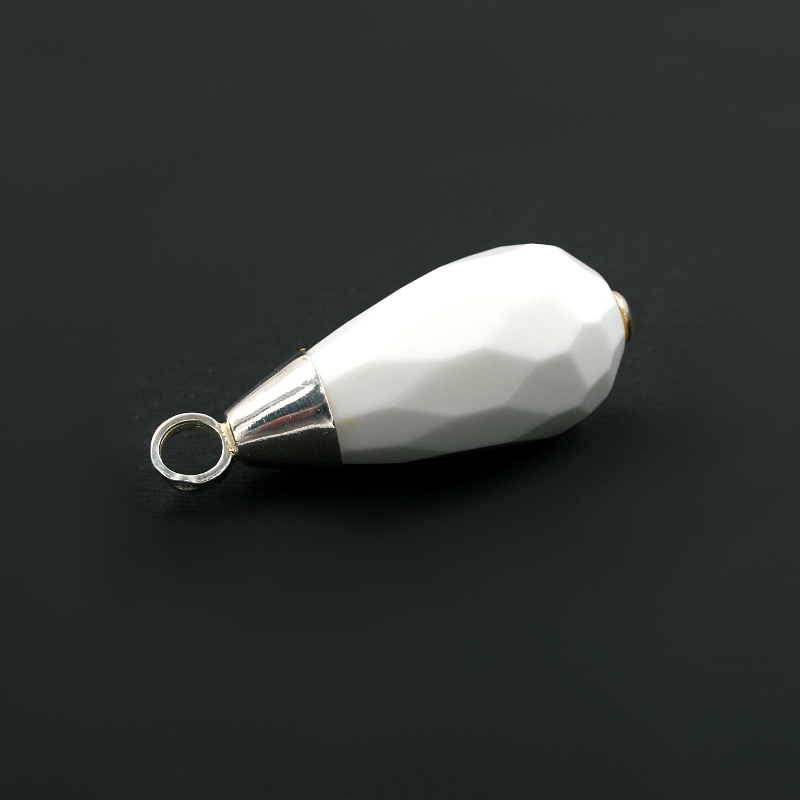 Sterling Silver Pendant with white agata drop shape