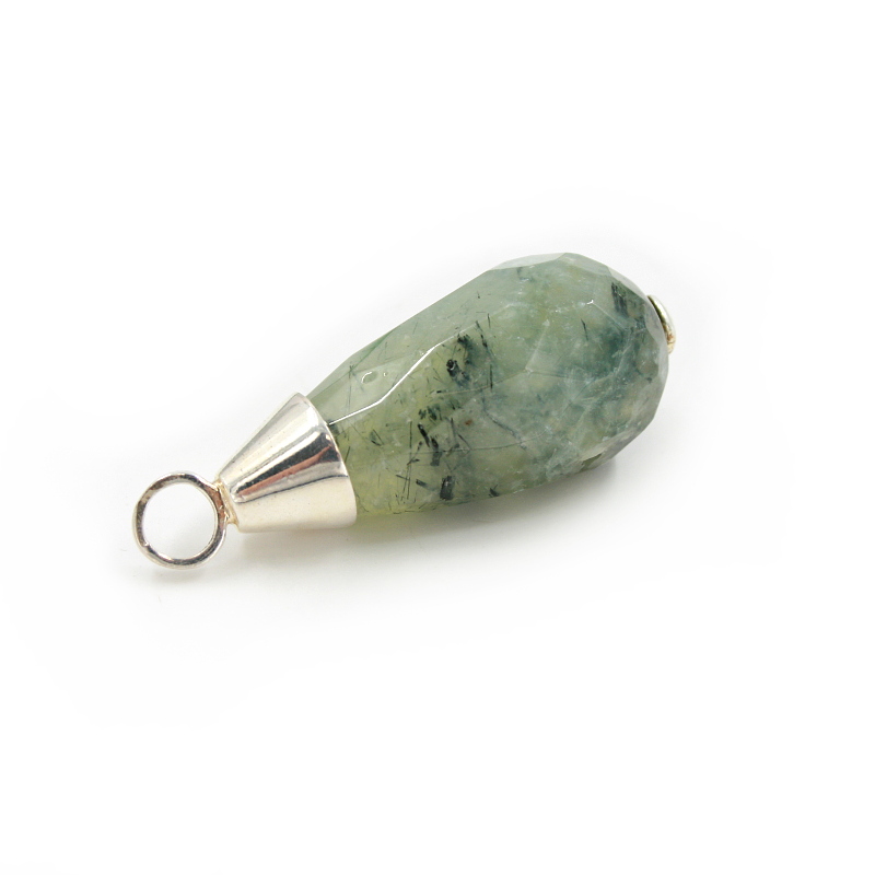 Pendente in Argento 925‰ con goccia quarzo rutilato verde