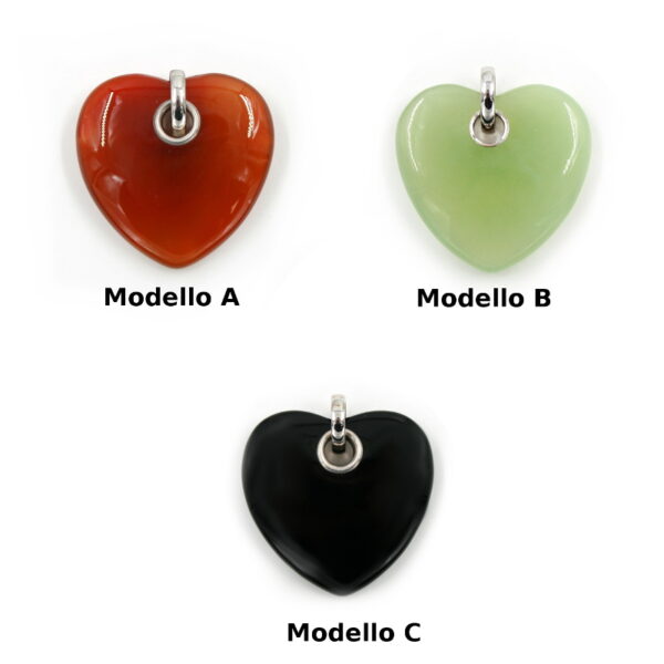 Sterling Silver Pendant with semiprecious stones heart shape