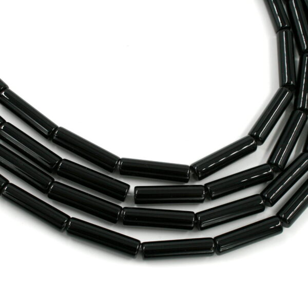 Black Agate strands cylindrical shape size 30x8mm