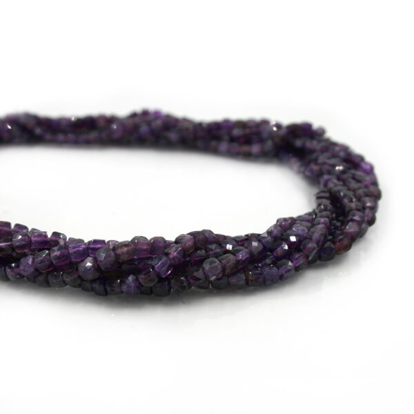 Amethyst strands faceted dice shape size 4mm