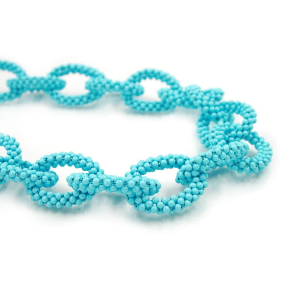 Pasta turchese collana catena con pallini da 3mm