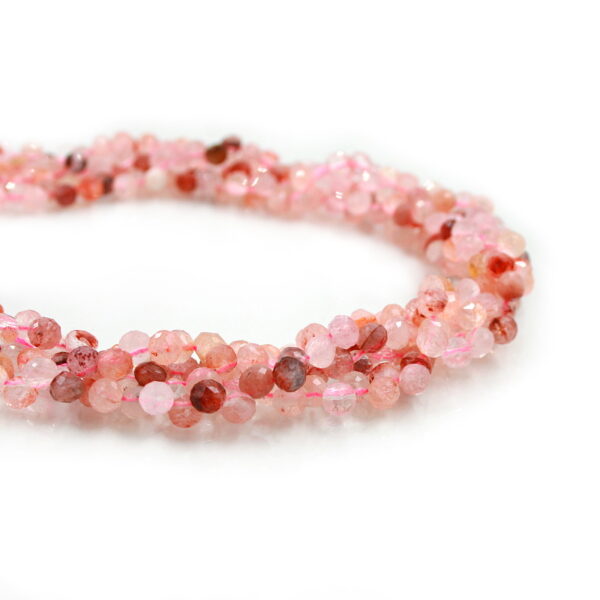 Red Crystal strands faceted drop shape size 6mm – Lateral Hole