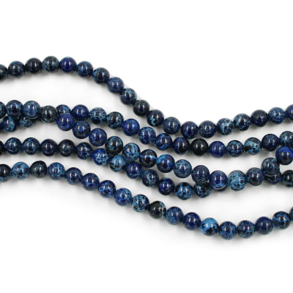 Dark Blue Imperial Jasper strands round beads 6mm to 8mm