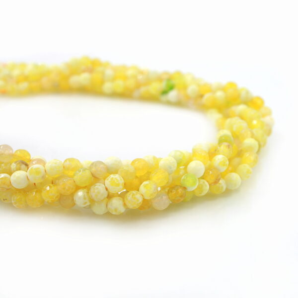 Yellow Fire Agate strands faceted round beads 6mm to 10mm