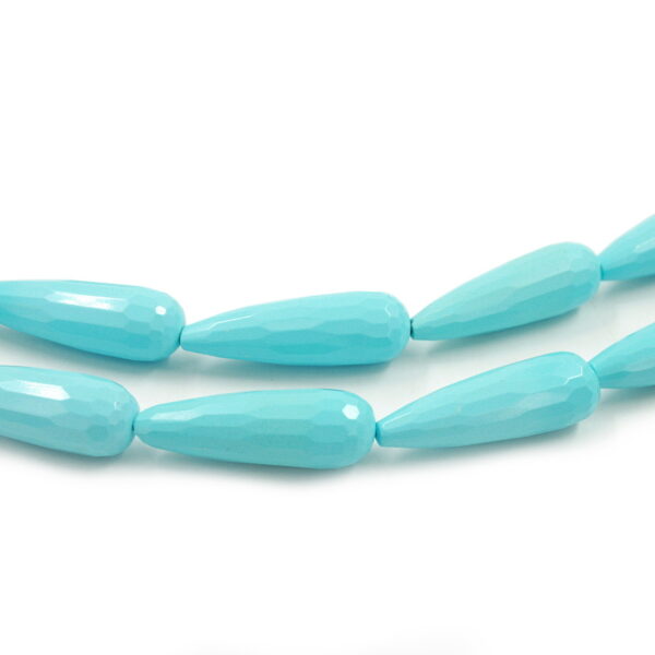 Pasta turchese fili gocce sfaccettate 30x10mm
