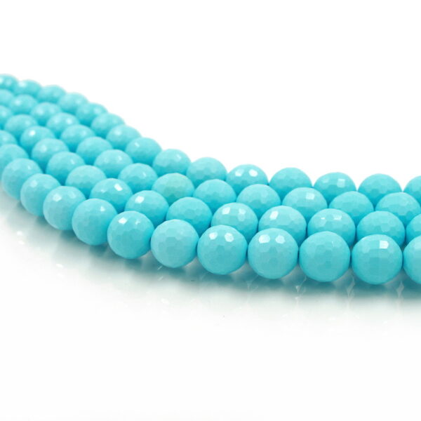 Recon turquoise strands faceted round shape size 14mm