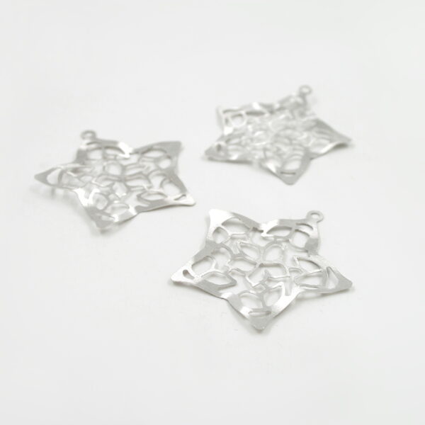 Sterling Silver pendant star shape frosted drilled – Rhodium Color