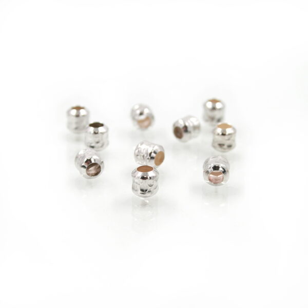 Sterling Silver hammered barrel size 5mm – Rhodium Color