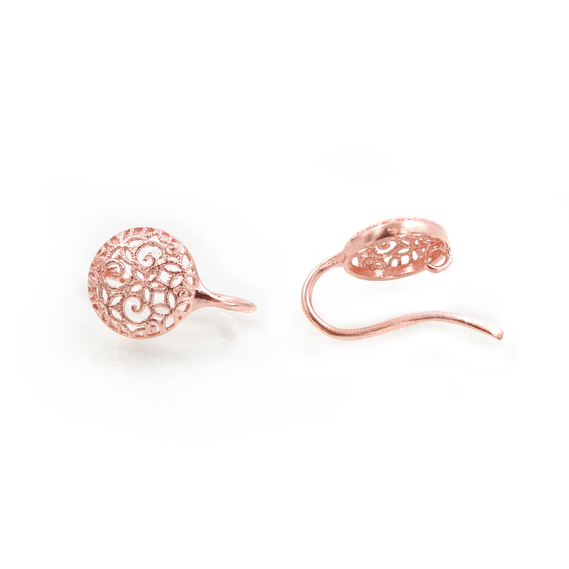 Orecchini tondo traforato 11mm con gancio - Rosè