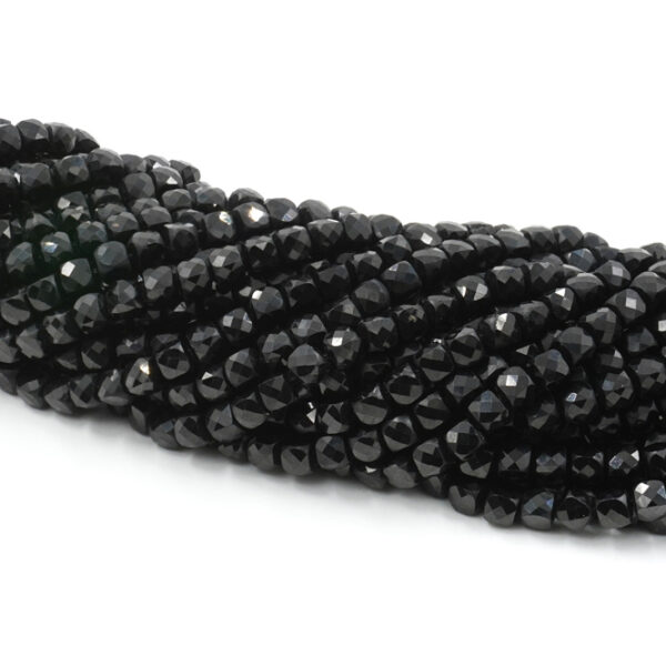 Black spinel strands faceted dice shape size 4mm