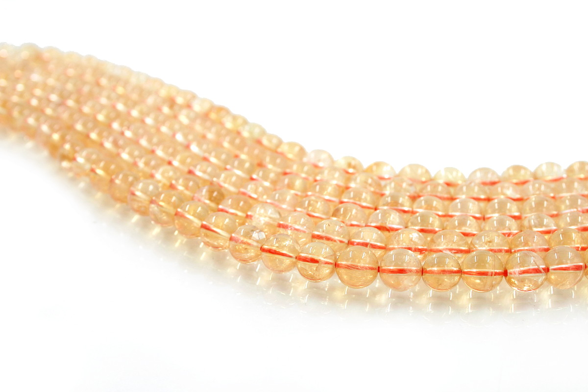 Citrine Quartz strands round shape size 8mm