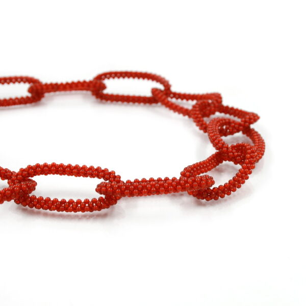 Red Agate necklace chan shape with 2mm sphere