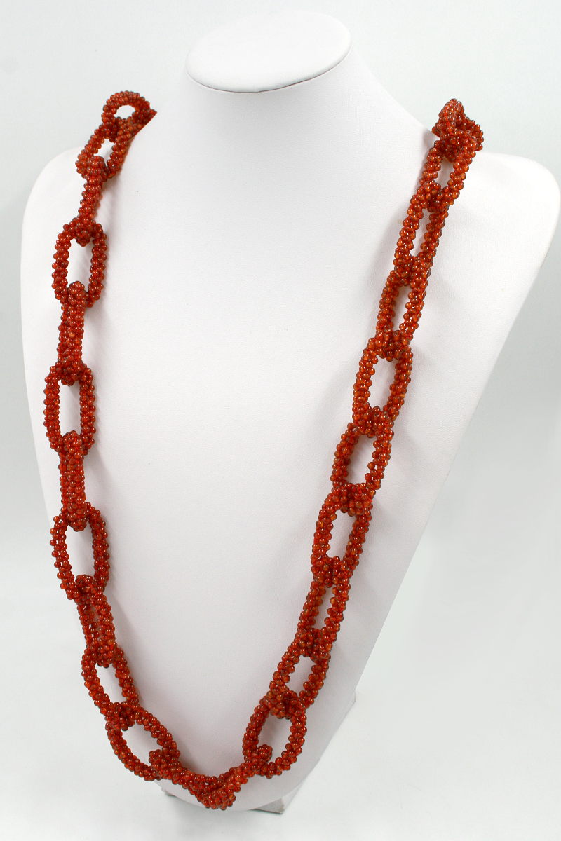 Agata Rossa collana catena pallini 3mm - immagine 2