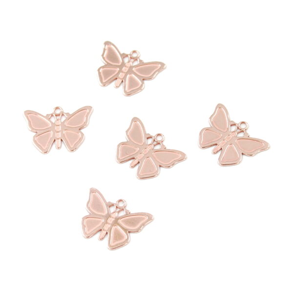 Sterling Silver lasered pendant Butterfly shape size 15x11mm [5pcs Bags] – Rose Color