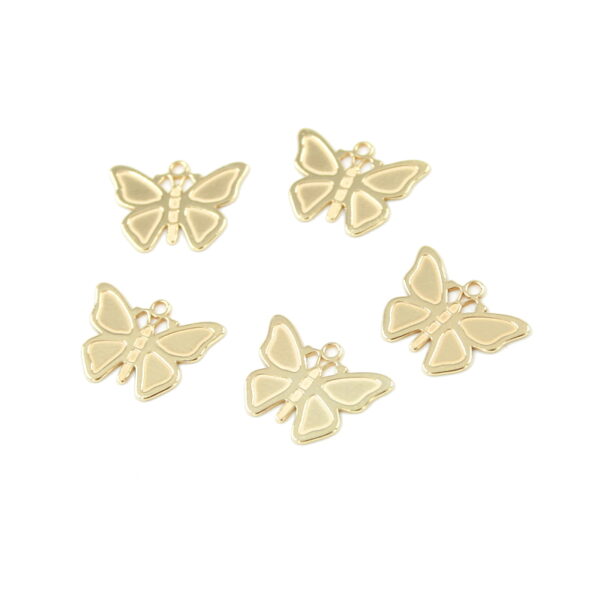 Argento 925‰ ciondolo laserato forma Farfalla 15x11mm [Buste da 5pz] – Dorato