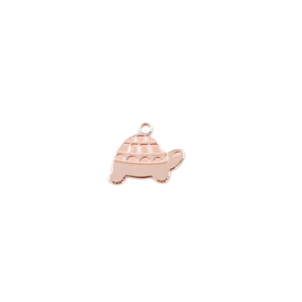 Sterling Silver lasered pendant Turtle shape size 13x10mm [5pcs Bags] – Rose Color