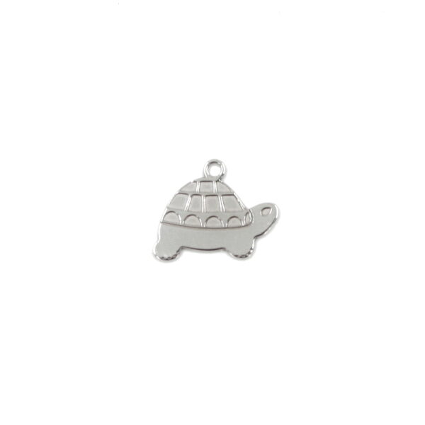 Sterling Silver lasered pendant Turtle shape size 13x10mm [5pcs Bags] – Rhodium Color