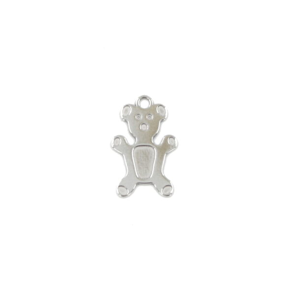 Sterling Silver lasered pendant Bear shape size 15x10mm [5pcs Bags] – Rhodium Color