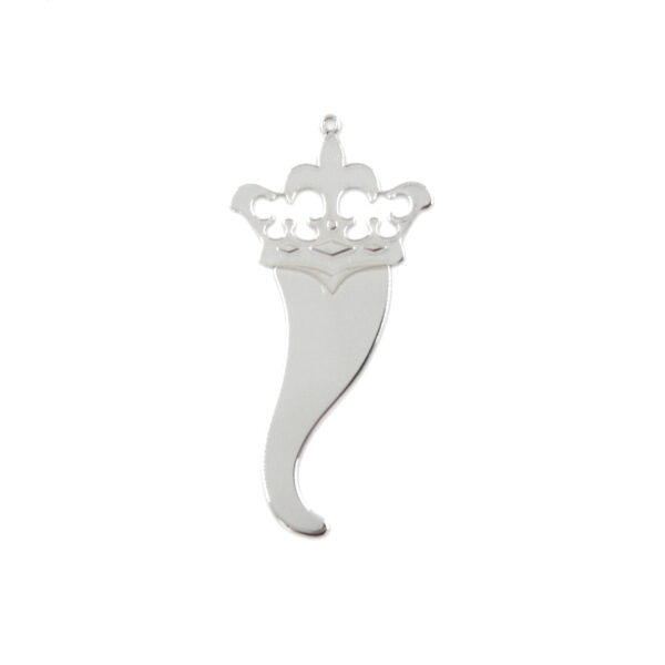 Sterling Silver lasered pendant Lucky Horn shape size  23x10mm [5pcs Bags] – Rhodium Color