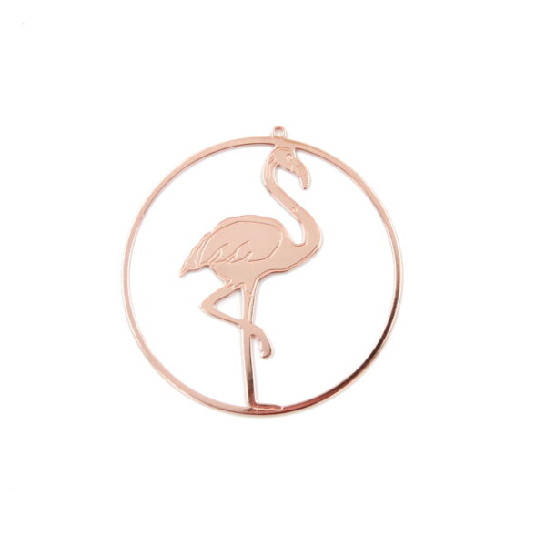 Sterling Silver lasered pendant Flamingo shape size 45mm – Rose Color