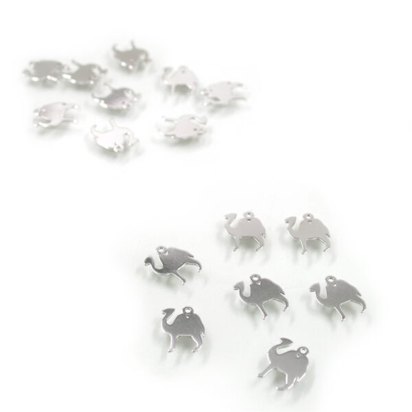 Sterling Silver lasered pendant Camel shape size 10mm [10pcs Bags] – Rhodium Color