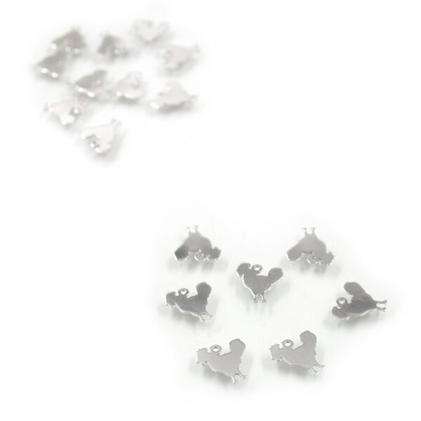 Sterling Silver lasered pendant Rooster shape size 10mm [10pcs Bags] – Rhodium Color